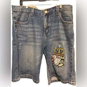 ED HARDY men’s size 38 bulldog denim shorts‎